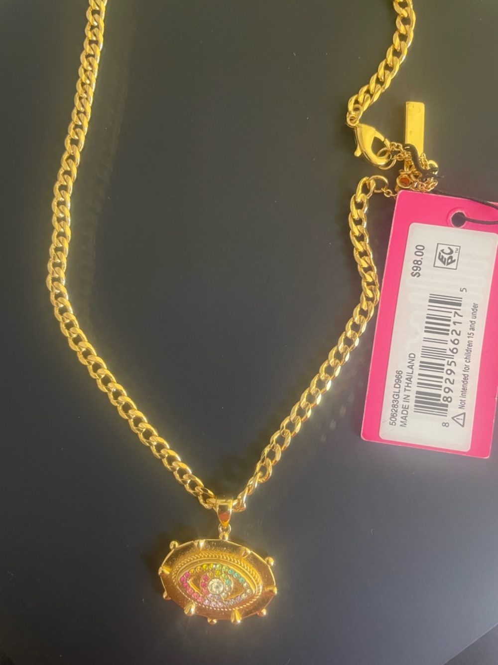 Kurk Geiger Gold-Tone Colorful Eye Pendant Necklace